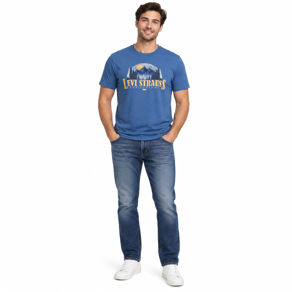 Levi's Men's Crew Neck T-Shirt Size Medium Blue Short Sleeve Everyday Preppy
